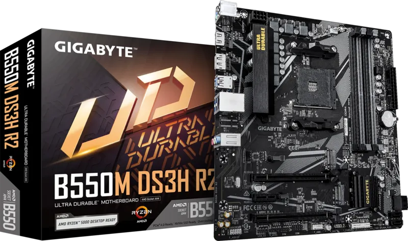 GIGABYTE B550M DS3H R2 DDR4 HDMI DP PCIe 16X v4.0 AM4 mATX