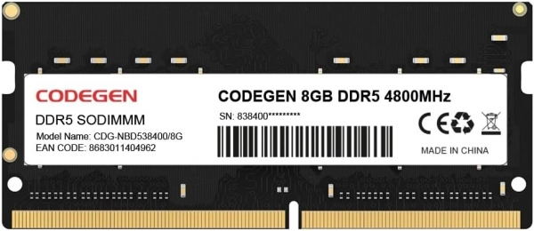 CODEGEN 8GB DDR5 4800MHZ NOTEBOOK RAM VALUE CDG-NBD538400/8G