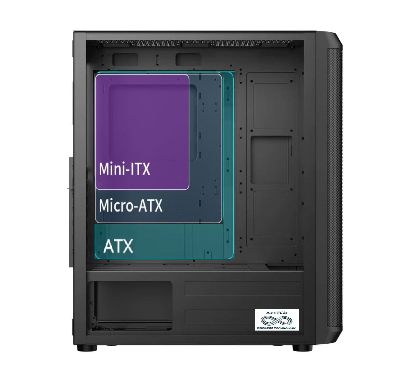 AZTECH 850w SKYHAWK AZT07 RGB Gaming Mid-Tower Pc Kasası 360mm Sıvı Soğutucu Desteği