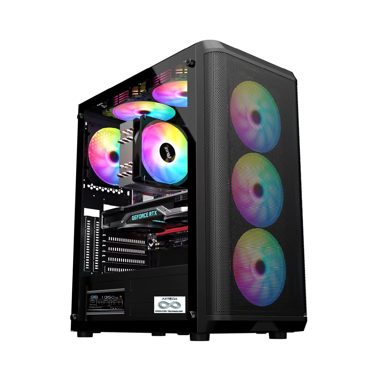 AZTECH 850w SKYHAWK AZT07 RGB Gaming Mid-Tower Pc Kasası 360mm Sıvı Soğutucu Desteği