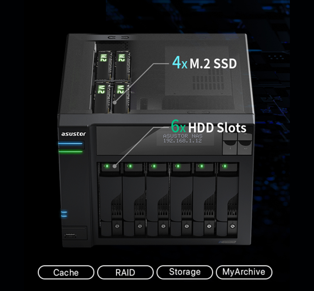 ASUSTOR AS6706T CELERON QC- 8 GB RAM- 6-diskli Nas Server (Disksiz)