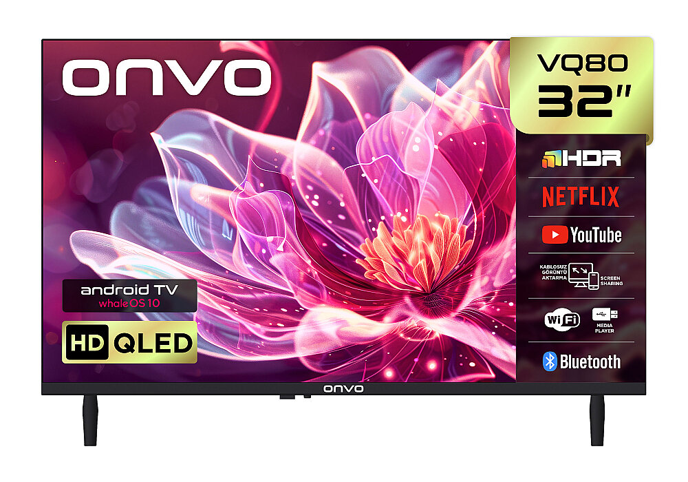 ONVO 32VQ80F2HA 32'' 82 Ekran Uydu Alıcılı HD Ready WhaleOS QLED TV