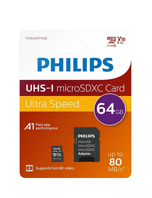 PHILIPS MicroSD 64GB FM64MP45B/00 Class10 Hafıza Kartı