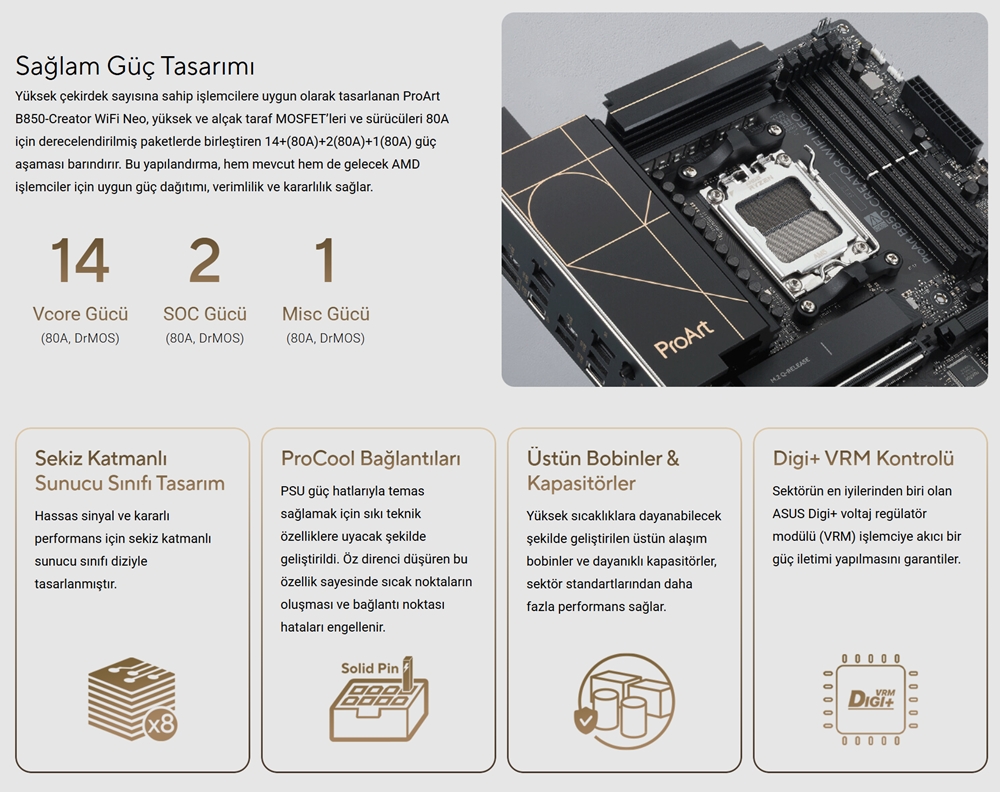 ASUS PROART B850-CREATOR WIFI NEO DDR5 HDMI-DP PCIE 5.0 AM5 ATX
