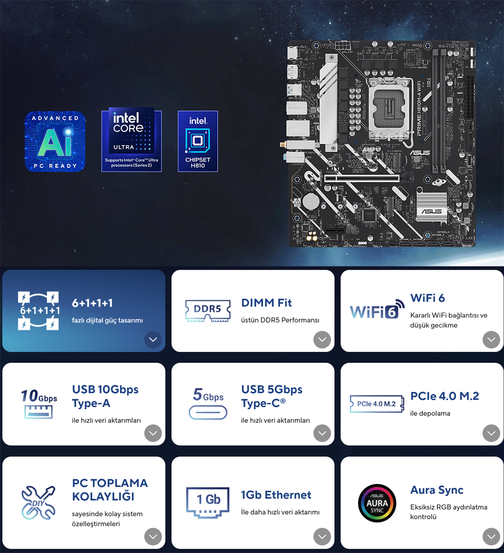 ASUS PRIME H810M-A WIFI6 DDR5 HDMI-DP PCIE 4.0 1851p mATX
