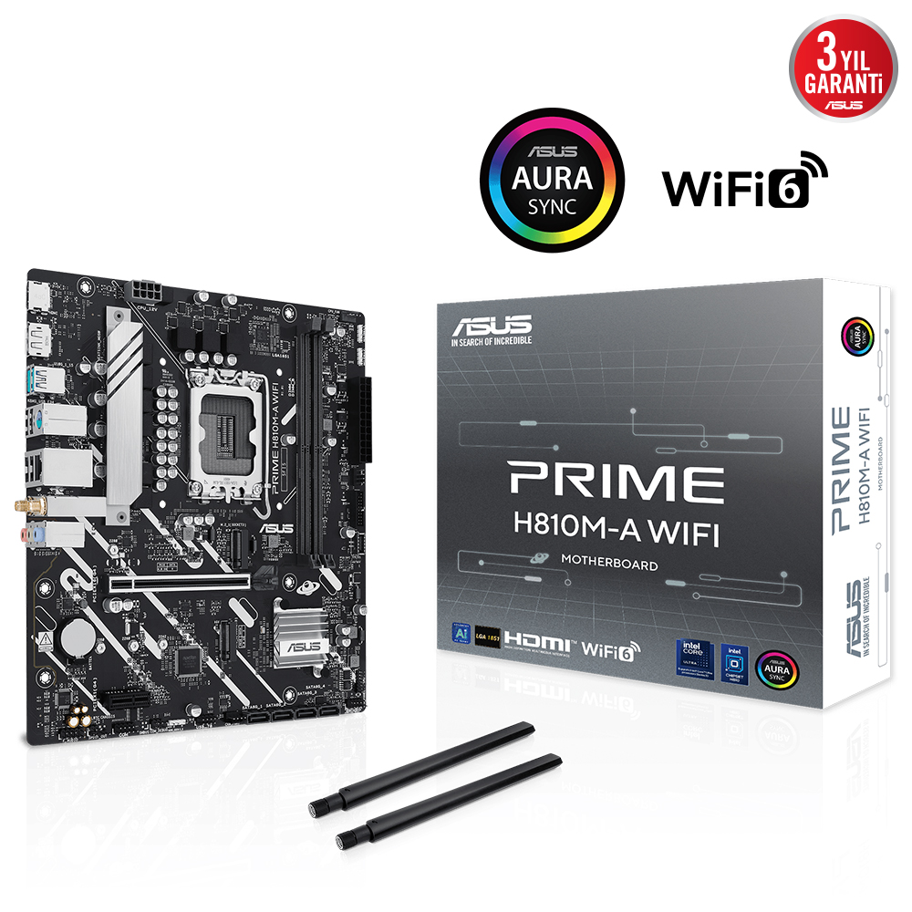 ASUS PRIME H810M-A WIFI6 DDR5 HDMI-DP PCIE 4.0 1851p mATX ikinci görünüm