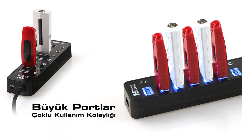 DARK DK-AC-USB371 7port USB 3.0 USB Çoklayıcı Hub Anahtarlı