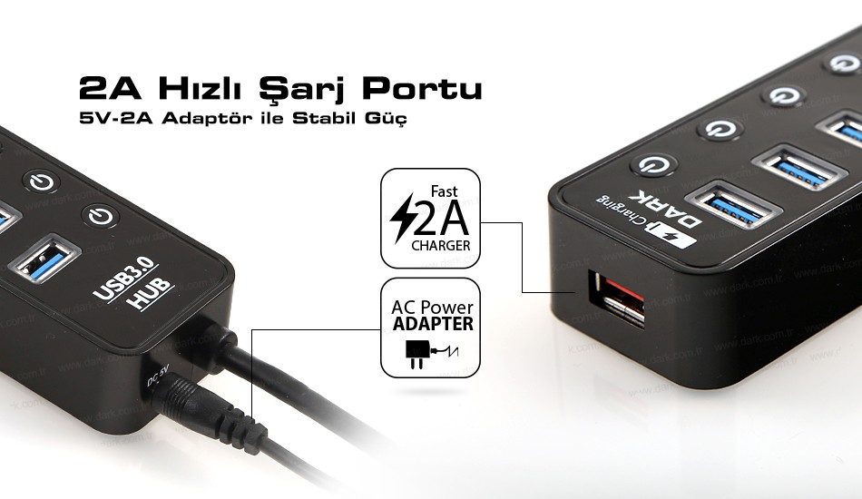 DARK DK-AC-USB371 7port USB 3.0 USB Çoklayıcı Hub Anahtarlı