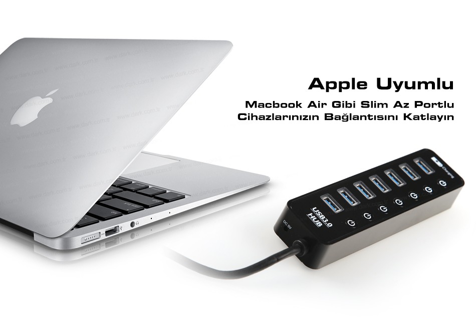 DARK DK-AC-USB371 7port USB 3.0 USB Çoklayıcı Hub Anahtarlı