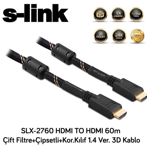 S-LINK 60metre SLX-2760 HDMI Kablo 1.4v ikinci görünüm
