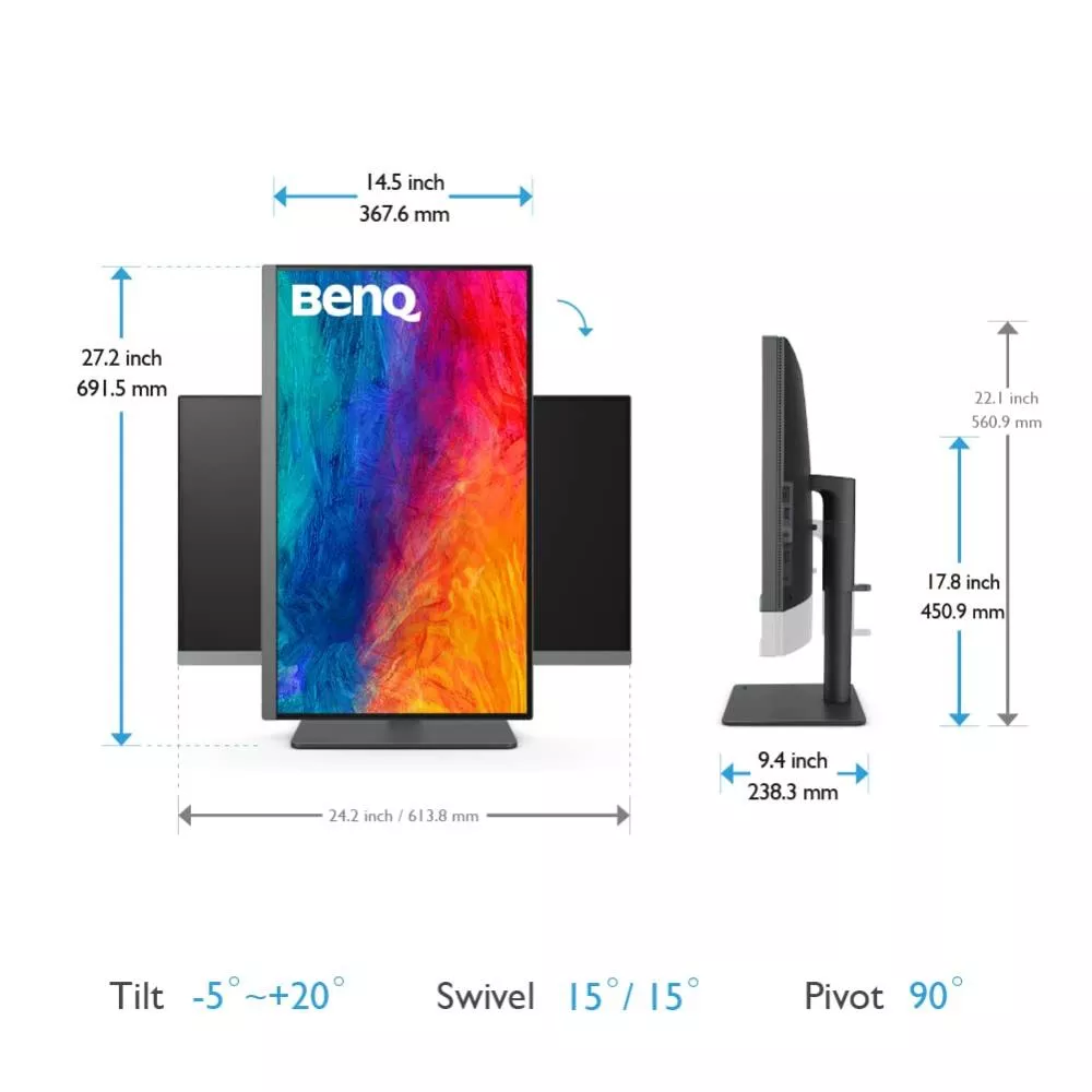 BenQ 27'' IPS DesignVue PD2706U 5MS 60HZ HDMI-DP TYPEC Pivot Profesyonel Fotoğrafçı ve Tasarımcı Monitörü 3840X2160