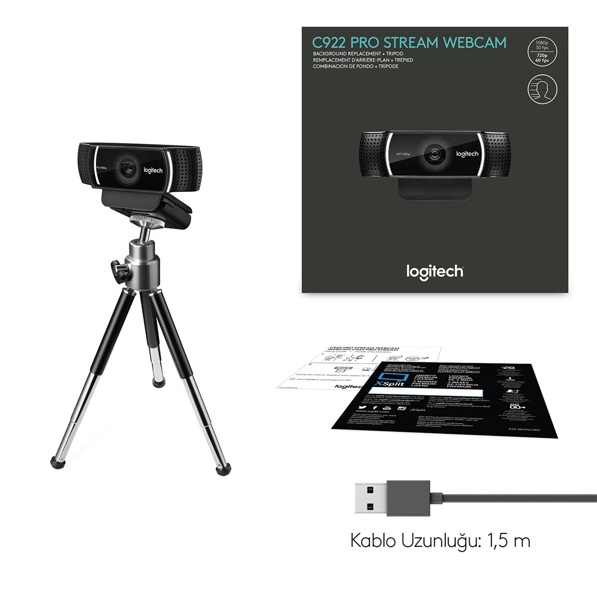 LOGITECH C922 Pro Stream 1920x1080 Web Kamerası (960-001088)
