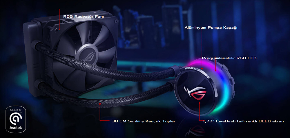ASUS 120MM ROG RYUO 120 OLED RGB AM5-1851p Sıvı Soğutmalı İşlemci Fanı 90RC0010-M0UAY0