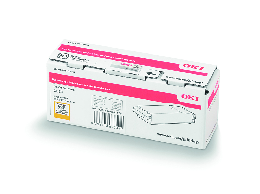 OKI C650 / C651 Sarı Orijinal Toner Kartuşu (6.000 Sayfa) - 9006129