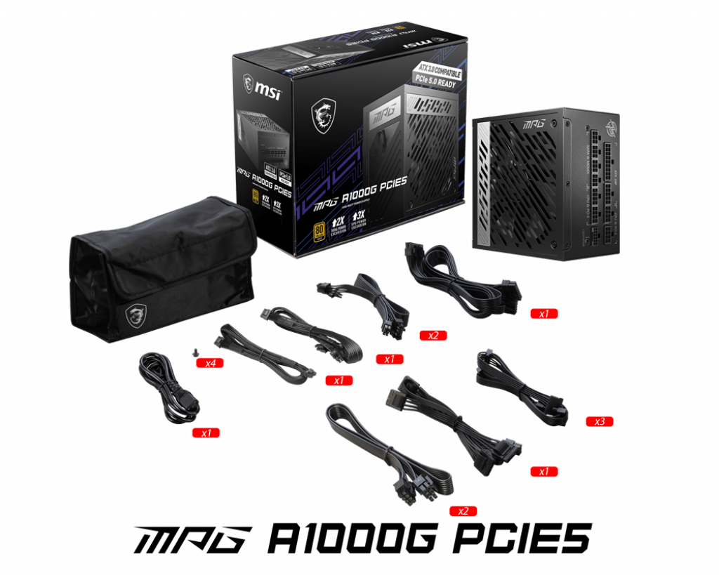 MSI 1000w 80+ Gold MAG A1000G PCIE5 Tam Modüler Power Supply