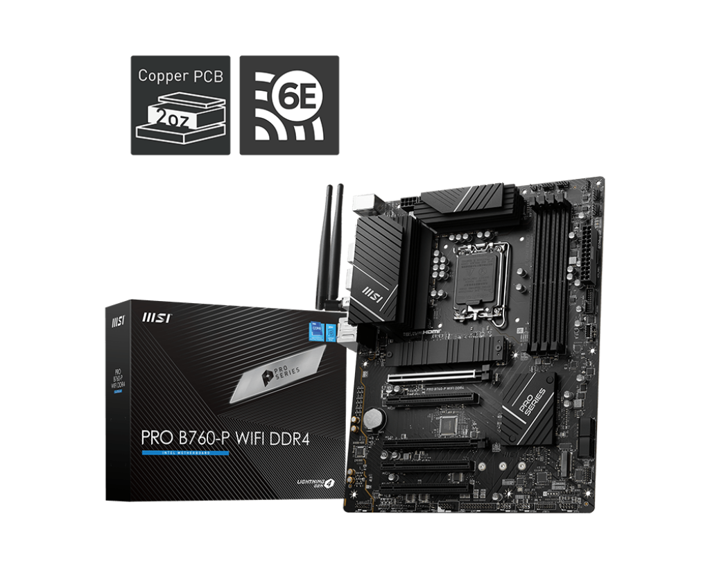 MSI PRO B760-P WIFI6E DDR4 HDMI-DP TYPEC PCIE 4.0 1700p ATX