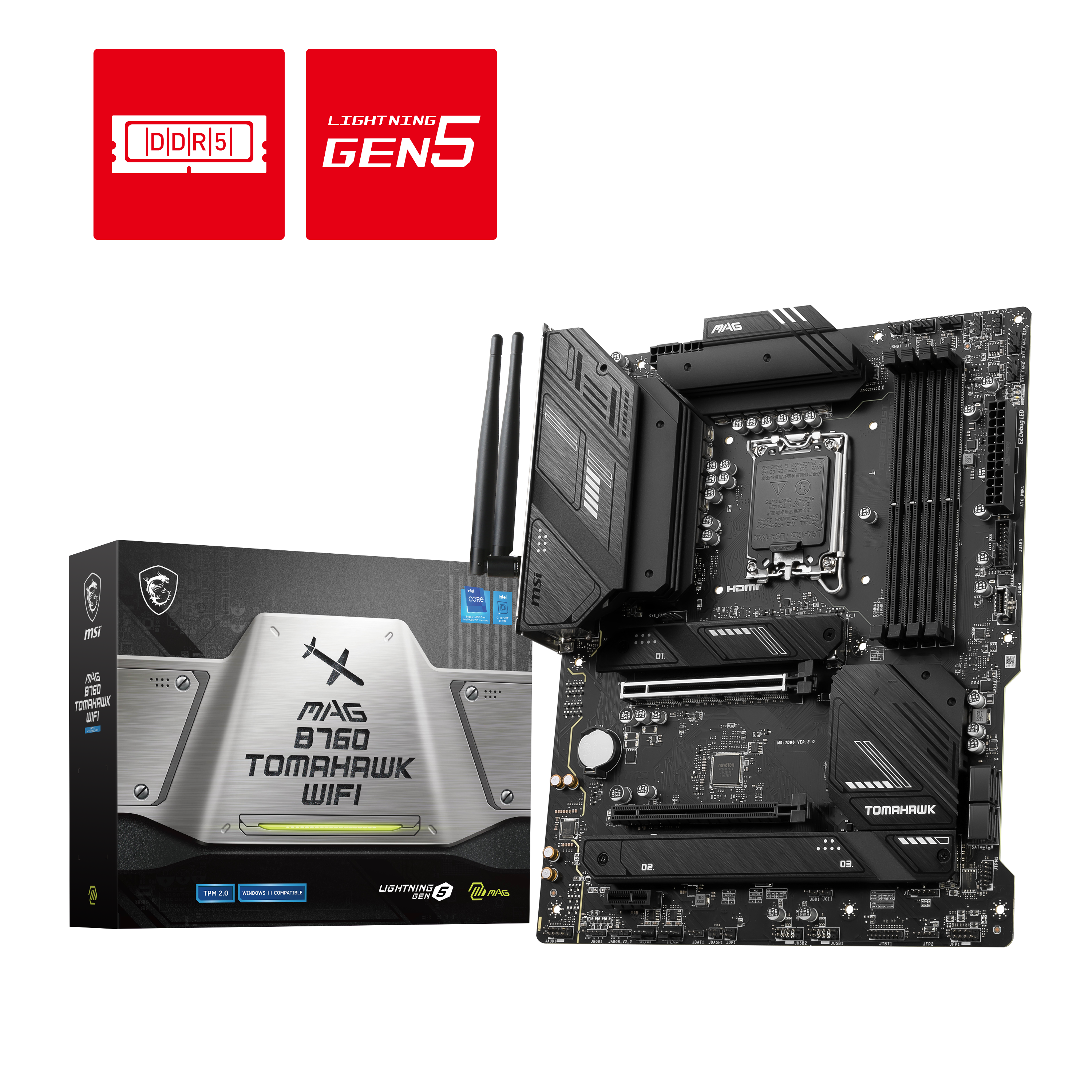 MSI MAG B760 TOMAHAWK WIFI6E DDR5 HDMI-DP TYPEC PCIE 4.0 1700p ATX