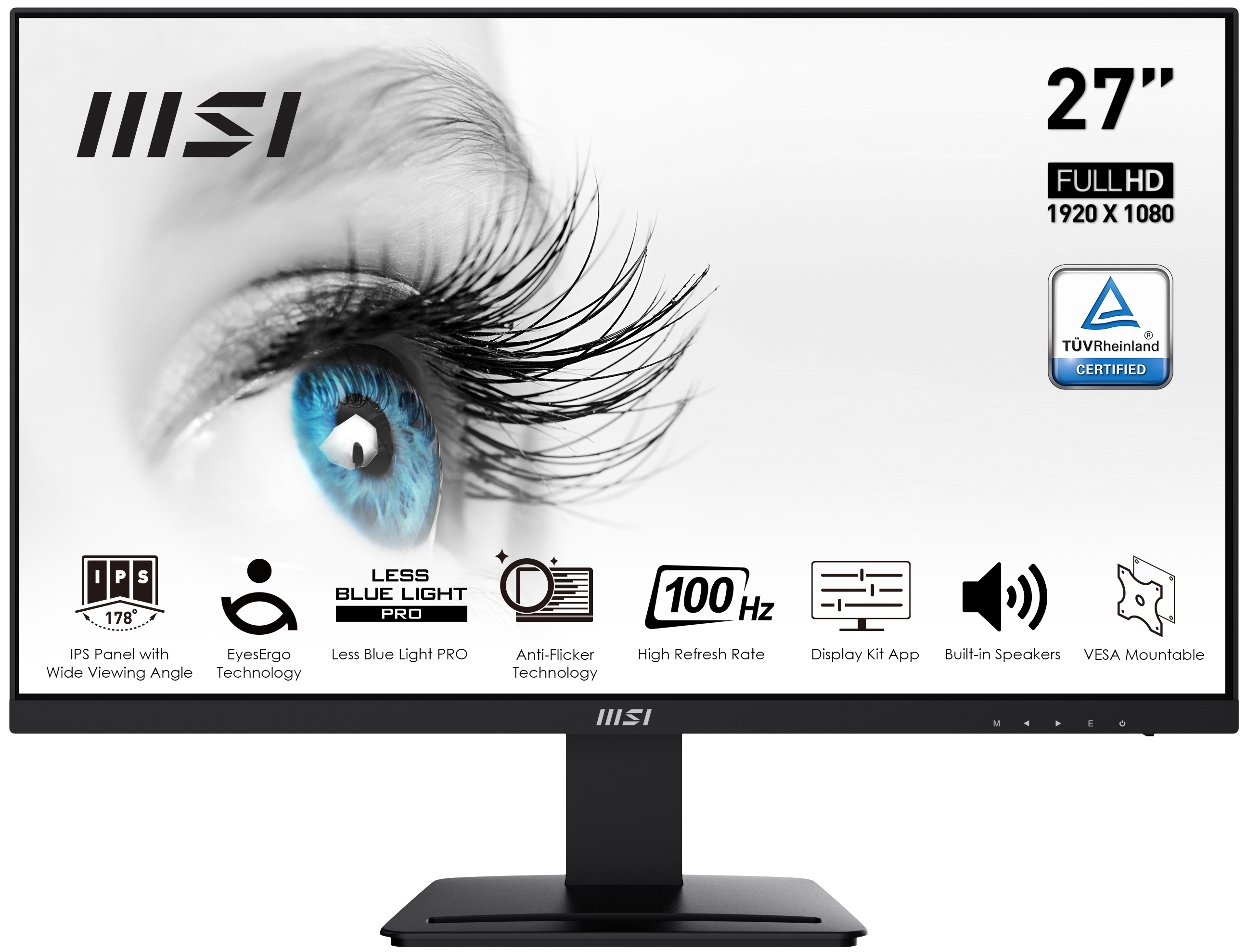 MSI 27" IPS PRO MP273A 1ms 100Hz HDMI-DP Kurumsal Monitör 1920x1080