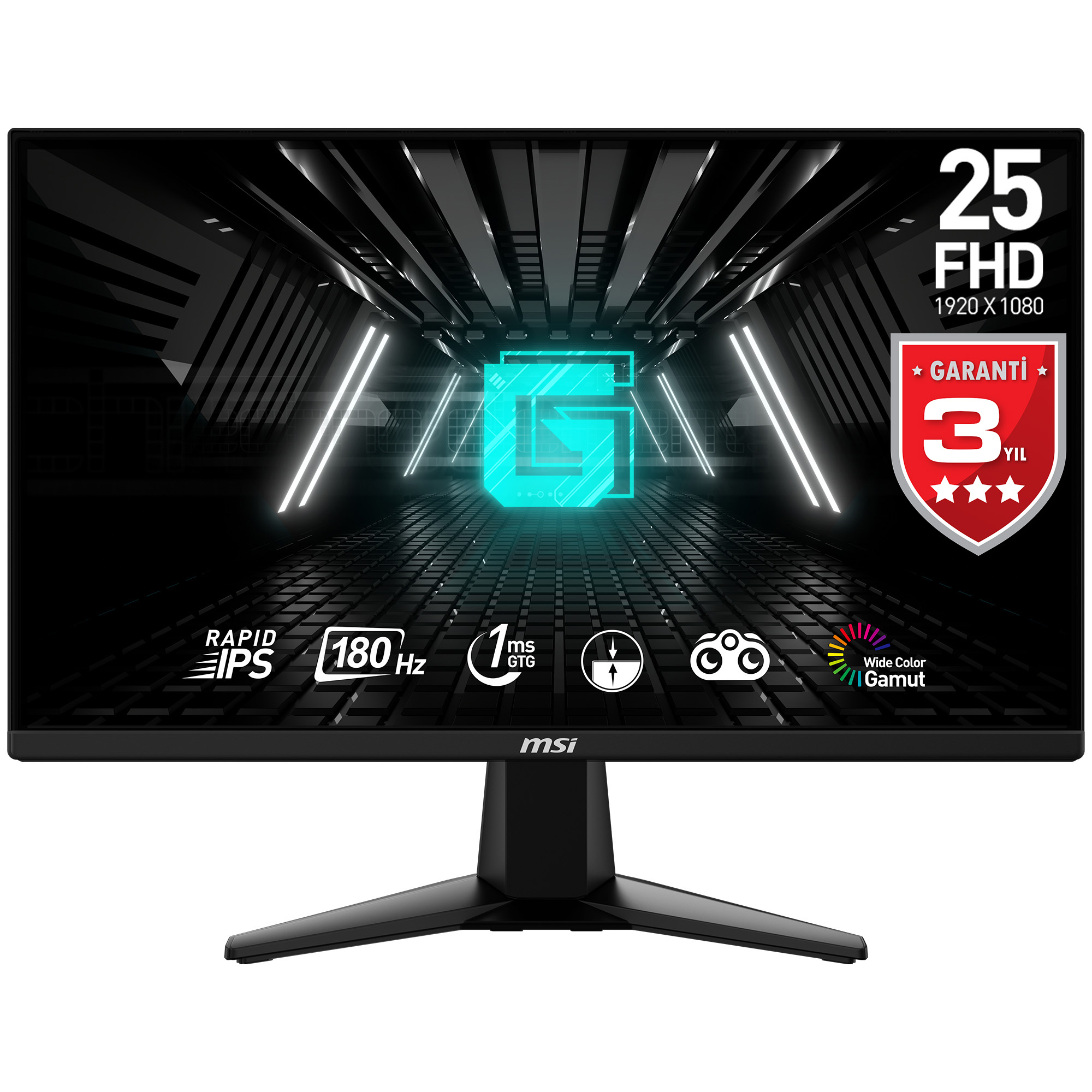 MSI 24.5" IPS G255F 1MS 180Hz HDMI-DP Gaming Monitör 1920x1080