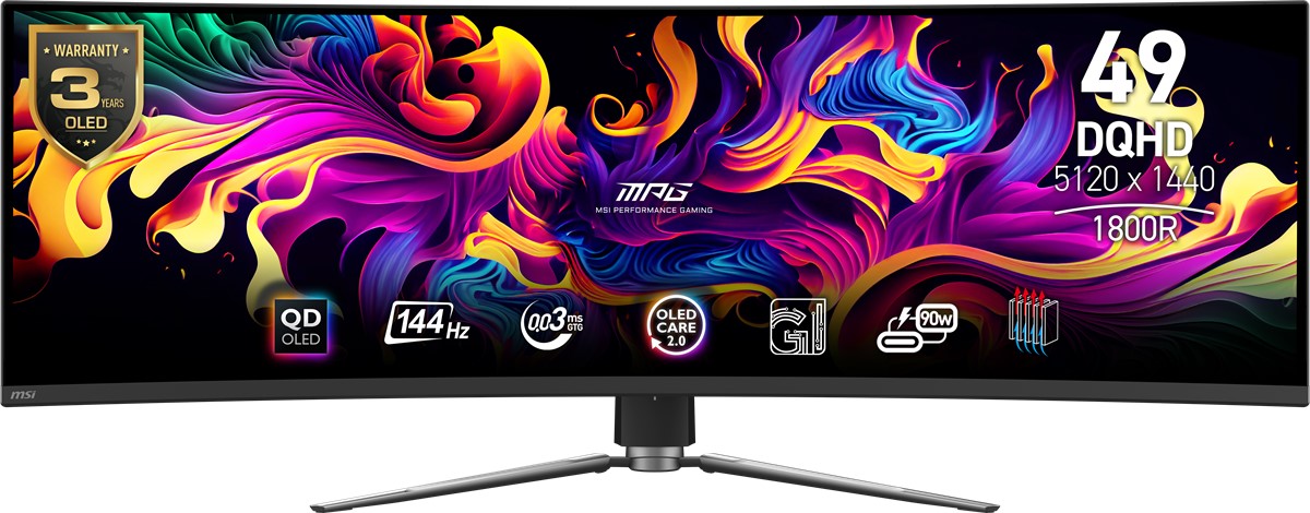 MSI 49" MPG 491CQP QD-OLED 0.03MS 144HZ HDMI-DP Kavisli Gaming Monitör 5120x1440