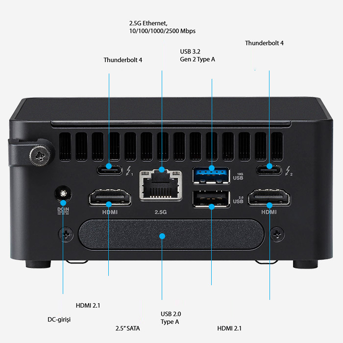 ASUS CORE 3 100U-RAM DİSK YOK-FDOS MINI PC  / NUC14 PRO SLIM KIT NUC14RVKI3 / 90AR0062-M00040