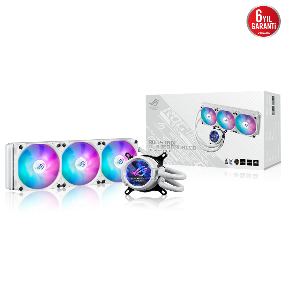 ASUS 360mm ROG STRIX LC III 360 ARGB LCD WHITE AM5-1851p Sıvı Soğutmalı İşlemci Fanı / 90RC00W2-M0UAY0