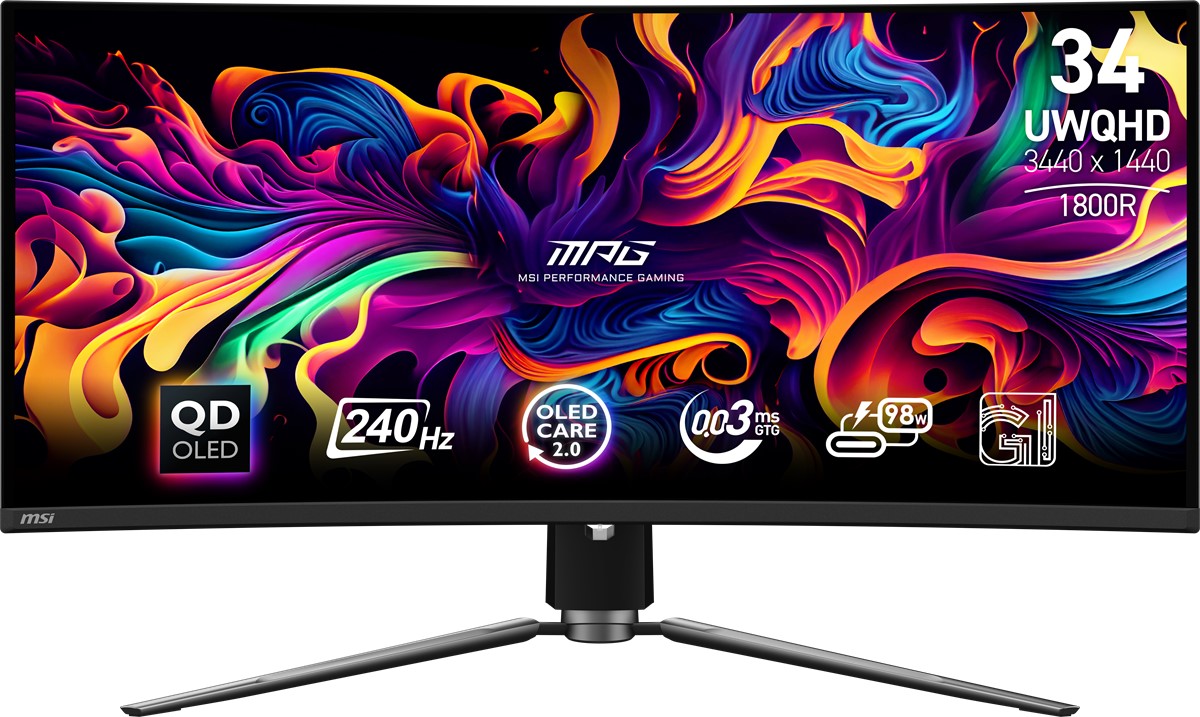 MSI 34" MPG 341CQPX QD-OLED 0.03MS 240HZ HDMI-DP Kavisli Gaming Monitör 3440x1440