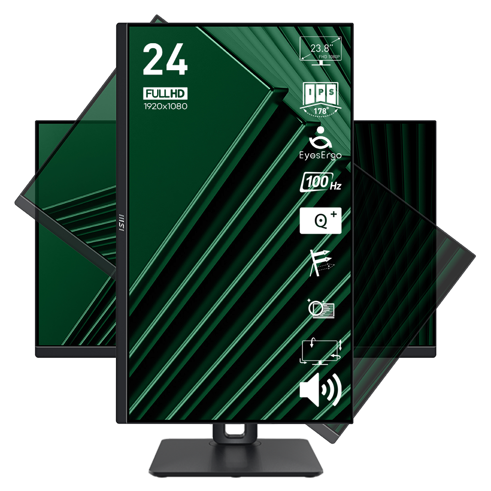 MSI 23.8" IPS PRO MP245PG 1MS 100HZ HDMI-DP Kurumsal Pivot Monitör 1920x1080
