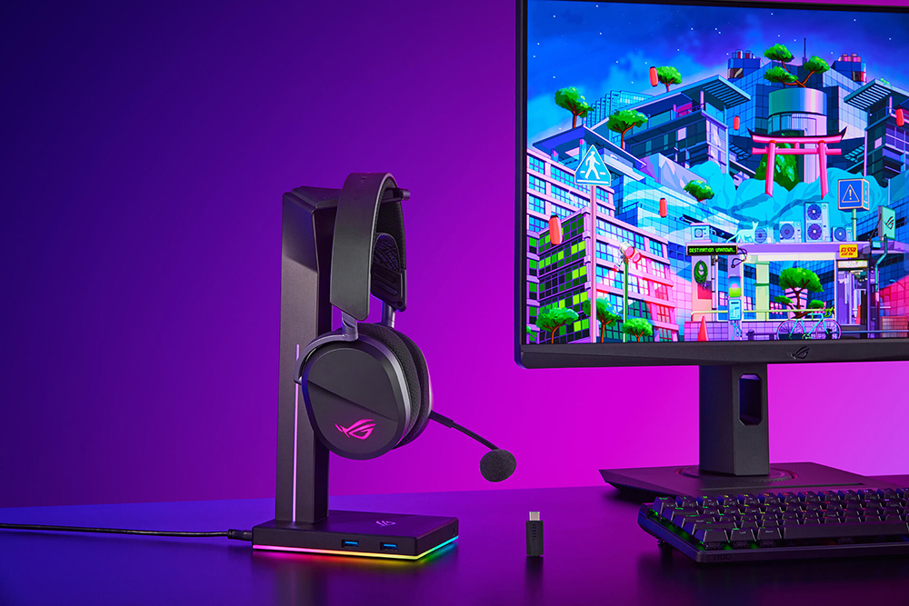 ASUS ROG Pelta Siyah Hafif  (2.4GHz / Bluetooth / USB-C) ARGB Kablosuz Oyuncu Kulaklığı / 90YH0410-BHUA00