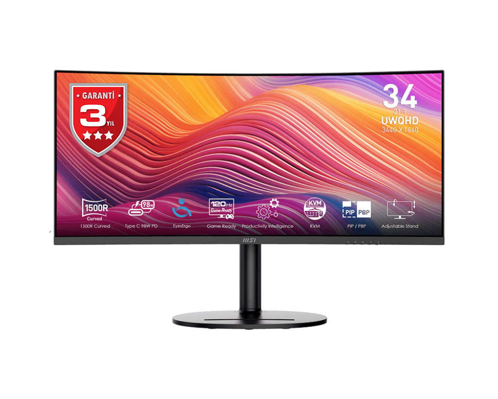 MSI 34" VA MODERN MD342CQPW 1MS 120HZ HDMI-DP Ev Ofis Monitörü 3440x1440