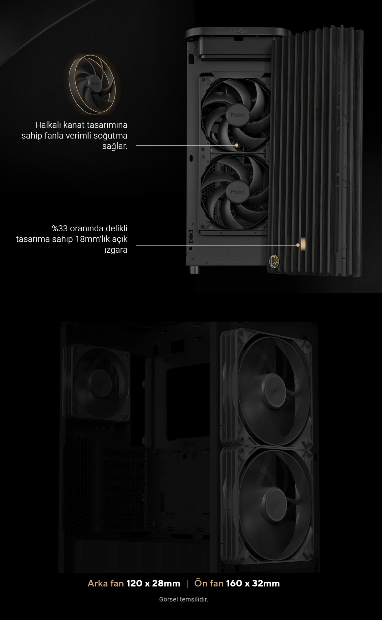ASUS PROART PA401 WOOD METAL Gaming Mid-Tower Pc Kasası / 90DC00M0-B39010