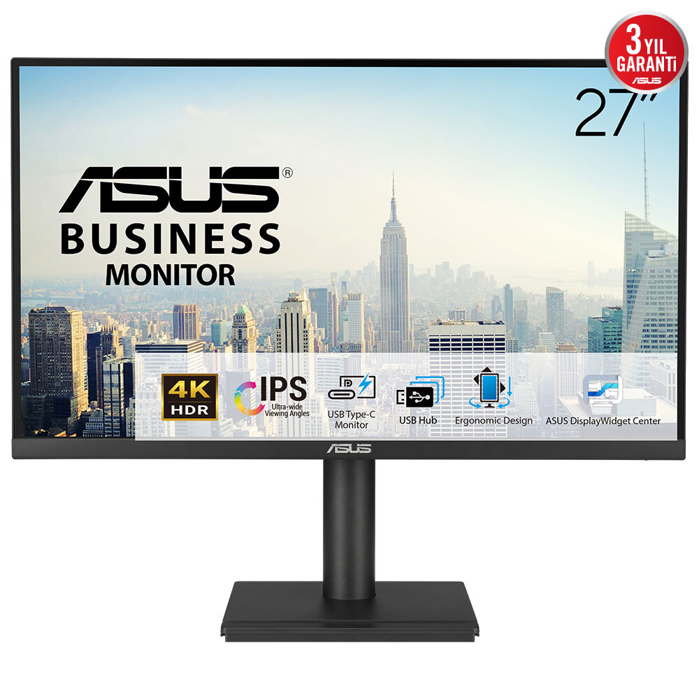 ASUS 27" IPS VA27UCPS 5MS 60HZ HDMI-DP TYPEC Kurumsal Pivot Monitör 3840x2160 / 90LM09WJ-B03170