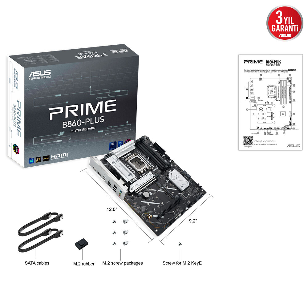 ASUS PRIME B860-PLUS-CSM DDR5 HDMI-DP TYPEC PCIE 5.0 1851p ATX