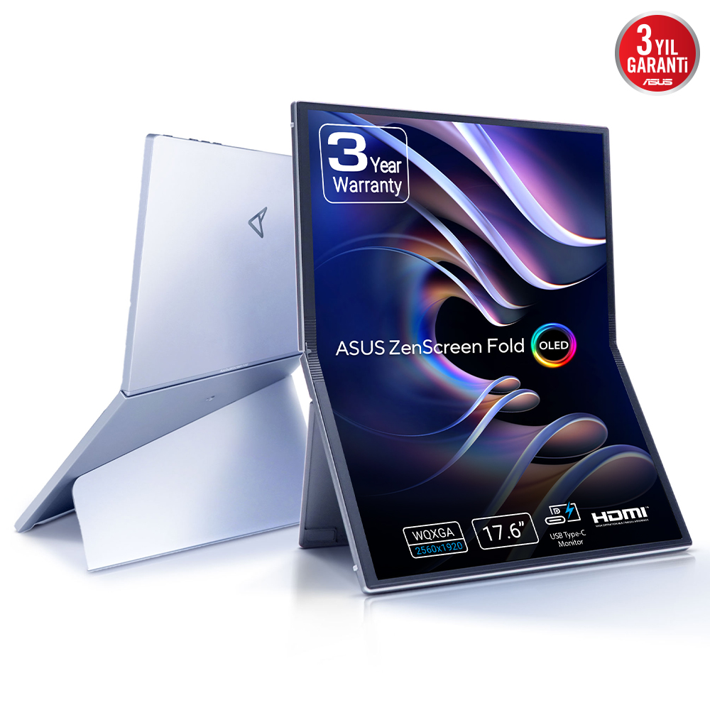 ASUS 17.3" OLED ZenScreen MQ17QH 0.2MS 60HZ mini HDMI-TYPEC Katlanabilir Taşınabilir Monitör 2560x1920