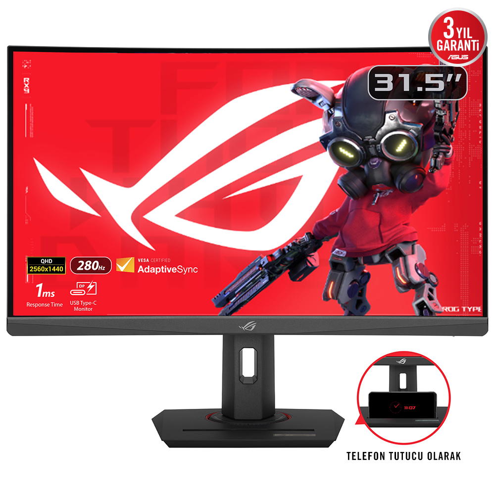 ASUS 31.5" FAST VA ROG STRIX XG32WCMS 1MS 280HZ HDMI-DP Gaming Monitör 2560x1440 / 90LM09X0-B01970