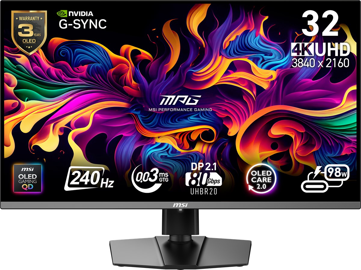 MSI 31.5" MPG 322URX QD-OLED 0.03MS 240HZ HDMI-DP TYPEC Gaming Monitör 3840x2160