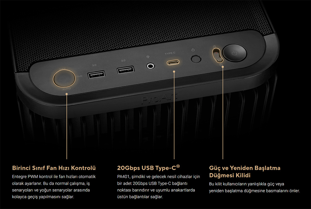 ASUS PROART PA401 TG Gaming EATX PC Kasası / 90DC00M0-B39020