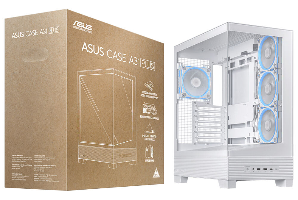 ASUS A31 PLUS TG ARGB WHITE Gaming Mid-Tower PC Kasası Beyaz / 90DC00R3-B19000