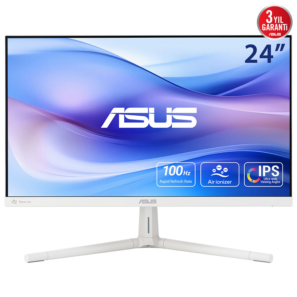 ASUS 23.8" IPS VU249HFI-W 1MS 100HZ HDMI Nano Iyon Ev Ofis Monitörü Beyaz 1920x1080 / 90LM09JT-B01K70