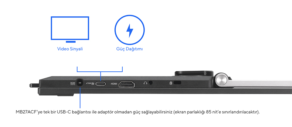 ASUS 27" IPS ZenScreen MB27ACF 5MS 100HZ HDMI-TYPEC Taşınabilir Monitör 2560x1440 / 90LM0AU5-B01A71