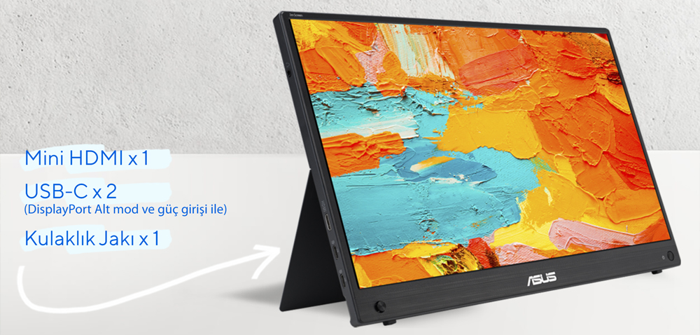 ASUS 15.6" ZENSCREEN MB16AHG 3MS 144HZ mini HDMI-TYPEC Taşınabilir Monitör 1920x1080 /  90LM08U0-B02170