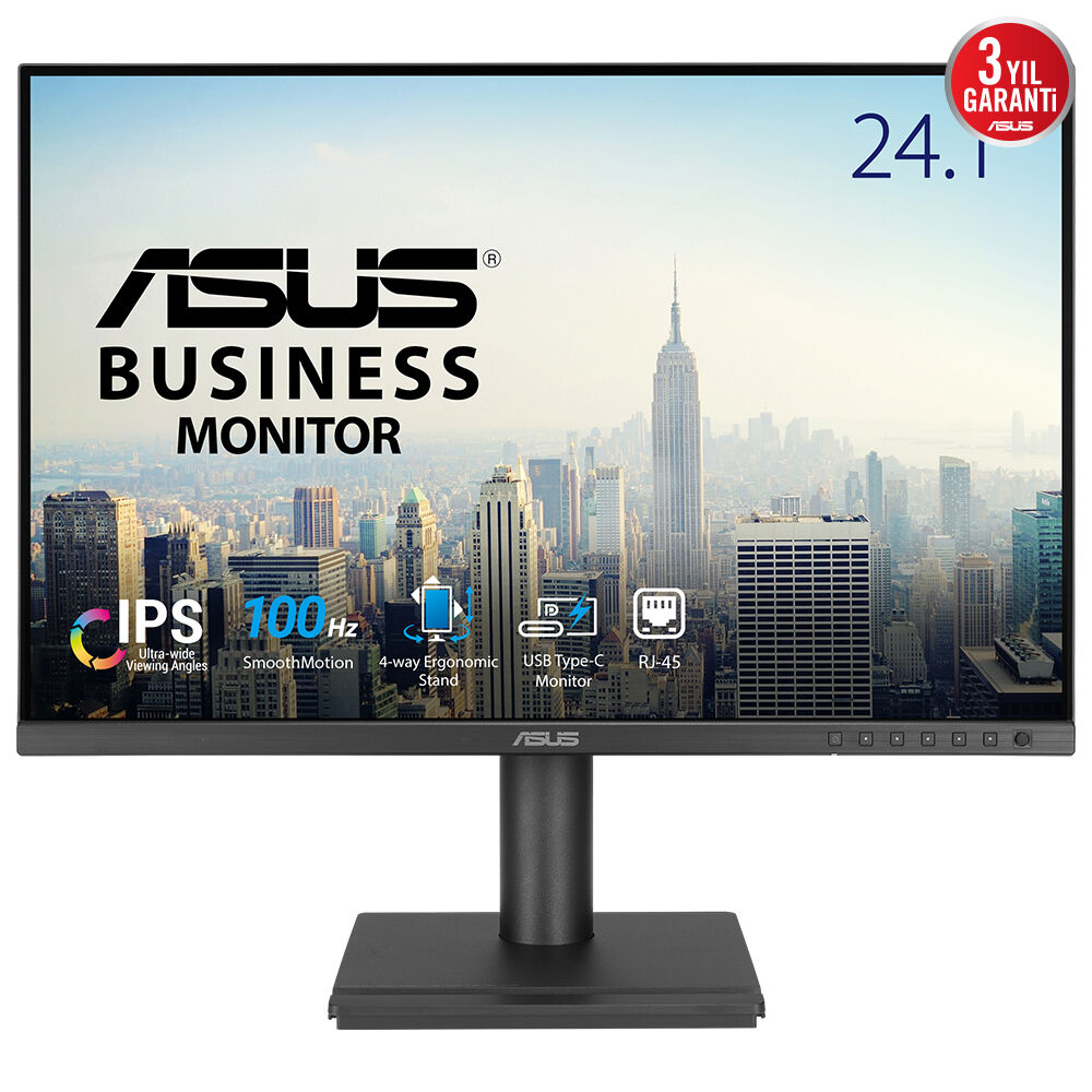 ASUS 24.1" IPS BE248CFN 5MS 100HZ HDMI-DP TYPEC TJ45 Multimedya Kurumsal Pivot Monitör 1920x1200 / 90LM0AJ0-B02K70