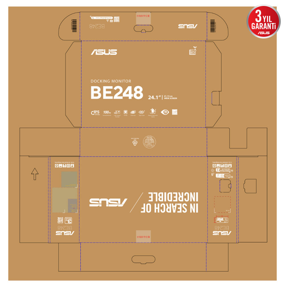 ASUS 24.1" IPS BE248CFN 5MS 100HZ HDMI-DP TYPEC TJ45 Multimedya Kurumsal Pivot Monitör 1920x1200 / 90LM0AJ0-B02K70