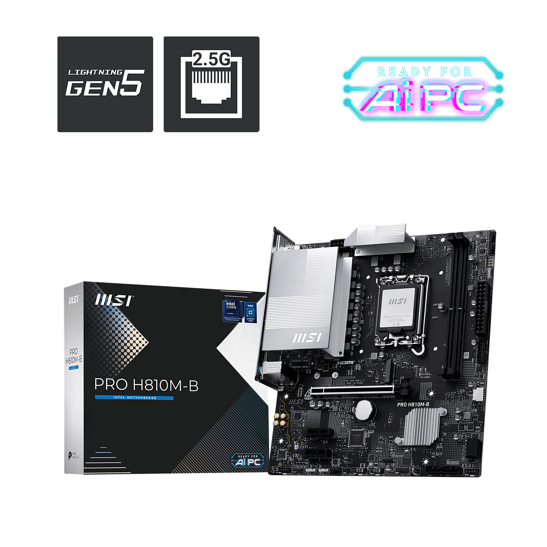 MSI PRO H810M-B DDR5 HDMI-DP PCIE 4.0 1851p mATX
