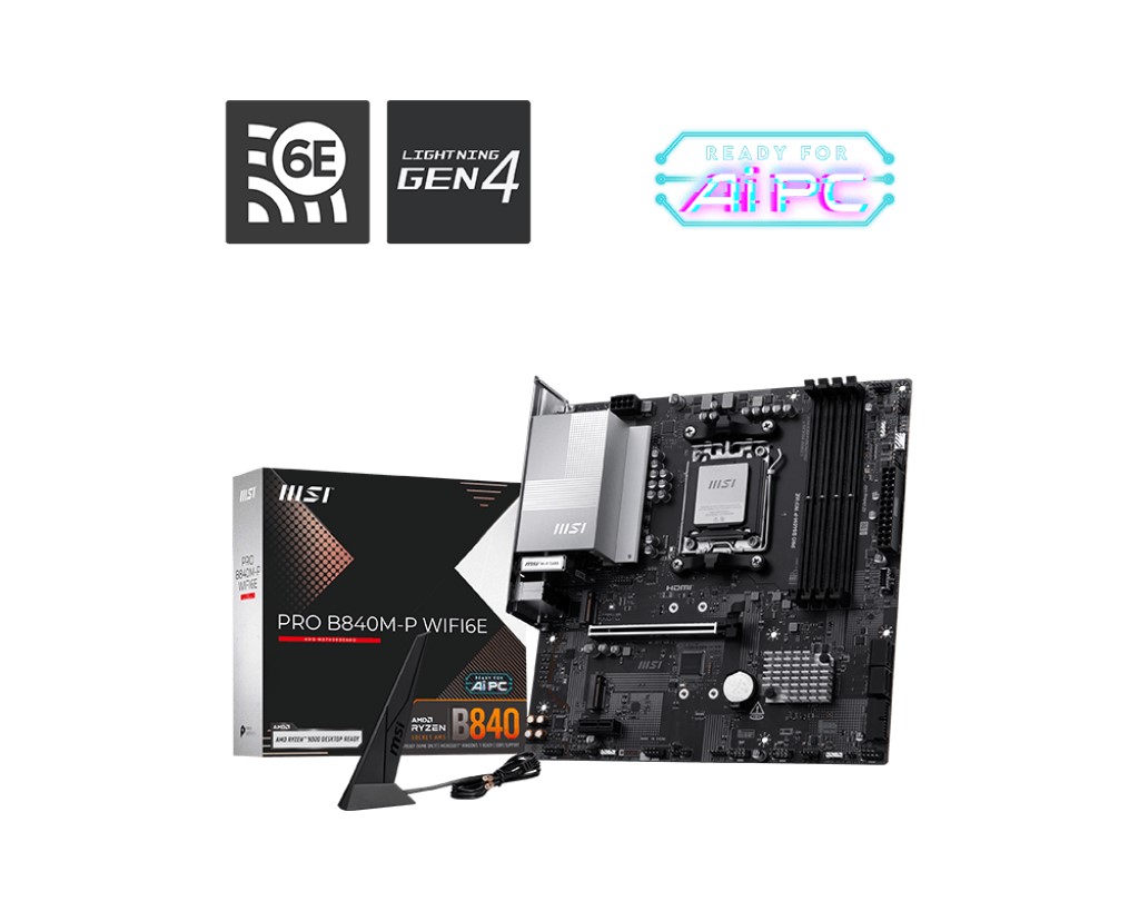 MSI PRO B840M-P WIFI6E DDR5 HDMI-TYPEC PCIE 4.0 AM5 mATX