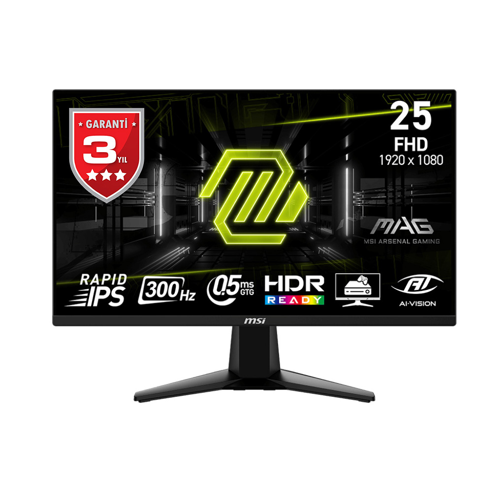 MSI 24.5" RAPID IPS MAG 255XF 0.5ms 300Hz HDMI-DP Gaming Monitör 1920X1080