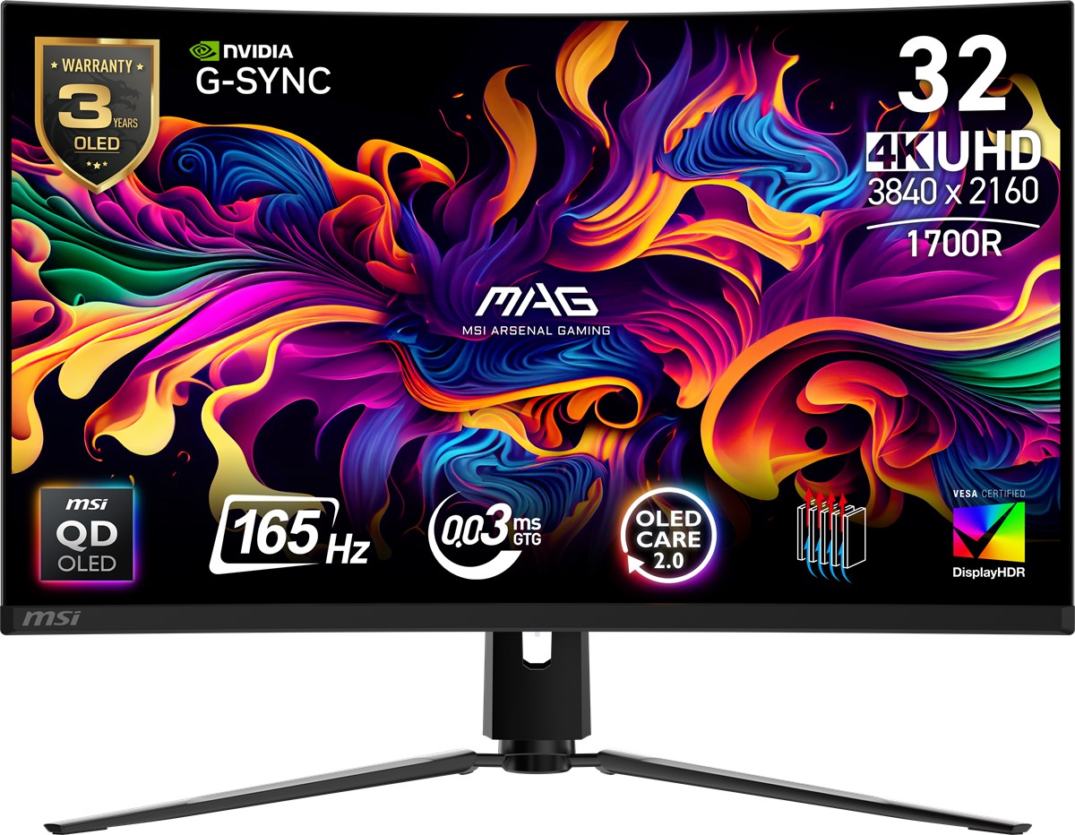 MSI 31.5" MAG 321CUP QD-OLED 0.03MS 165HZ HDMI-DP Kavisli Gaming Monitör 3840x2160