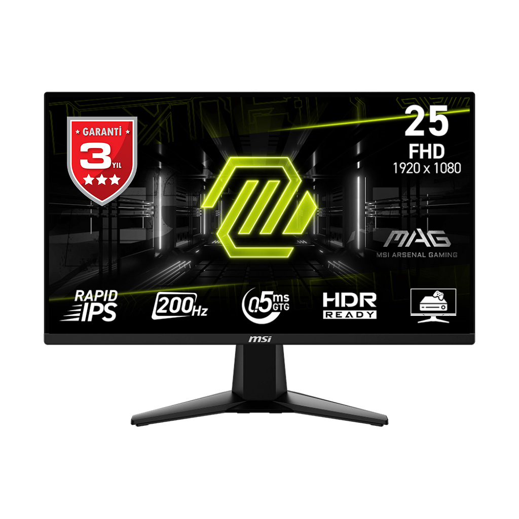 MSI 24.5" RAPID IPS MAG 255F E20 0.5ms 200Hz HDMI-DP Gaming Monitör 1920x1080