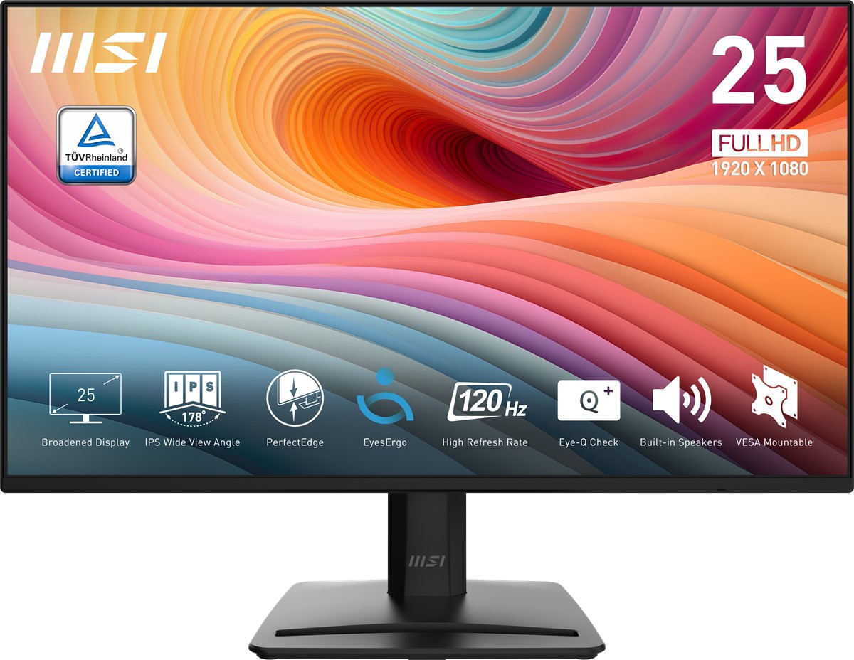 MSI 24.5" IPS PRO MP252 E2 1ms 120Hz HDMI-DP Ev Ofis Tipi Monitör 1920x1080