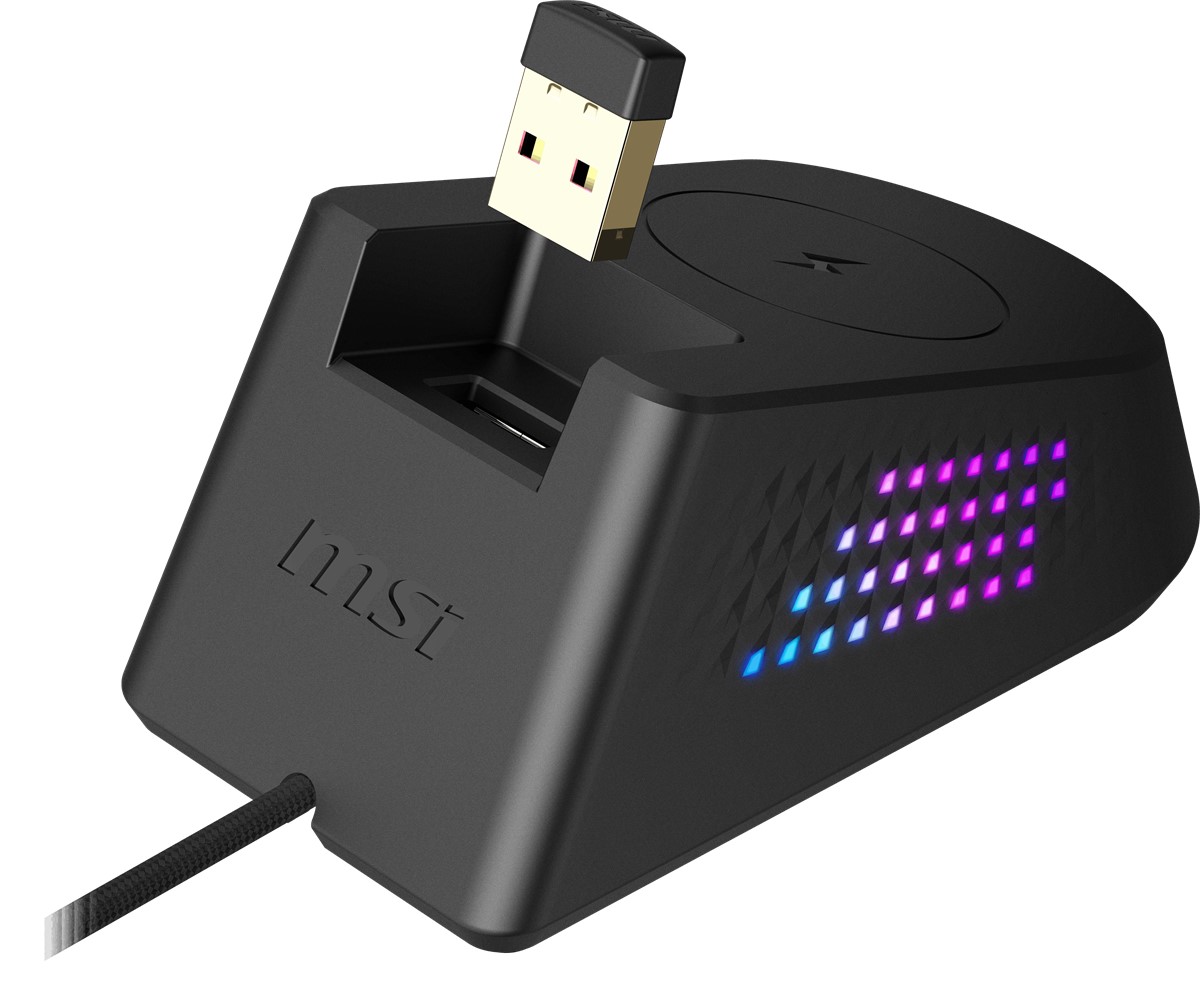 MSI GG Versa Pro Wireless 26000 DPI Kablosuz Oyuncu Faresi + Mouse Dock Pro Şarj Standı Seti